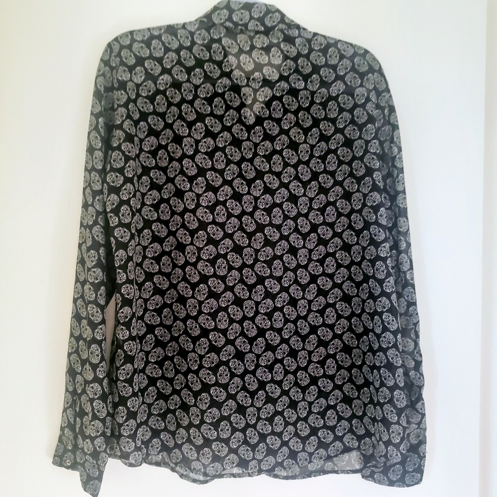 SOLD - Zara Sheer Skull Blouse Shirt Women’s Size L Halloween - Picture 4 of 6